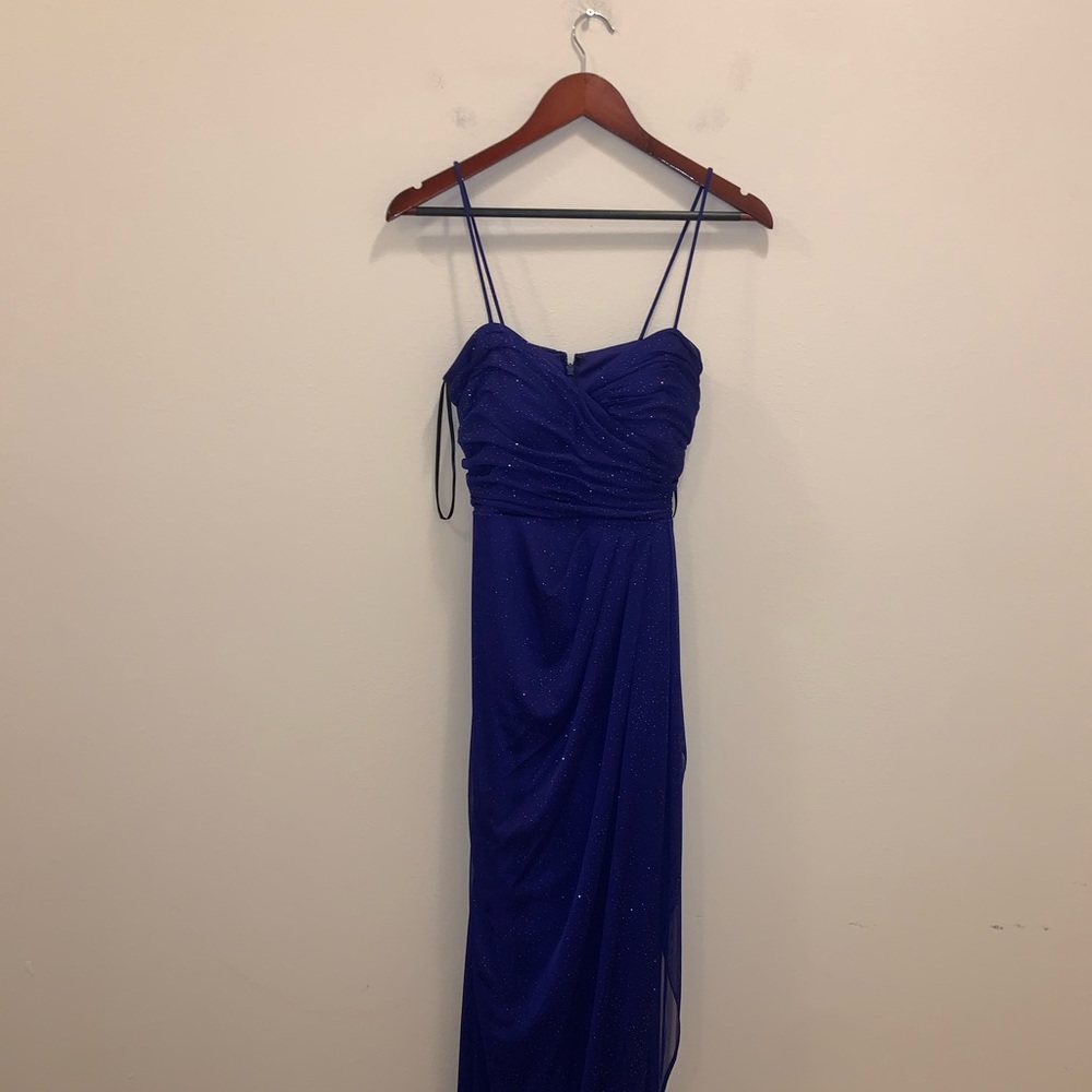 Blondie Nites Dark Blue Glittery Zip Down Dress size 5 - Picture 2 of 10